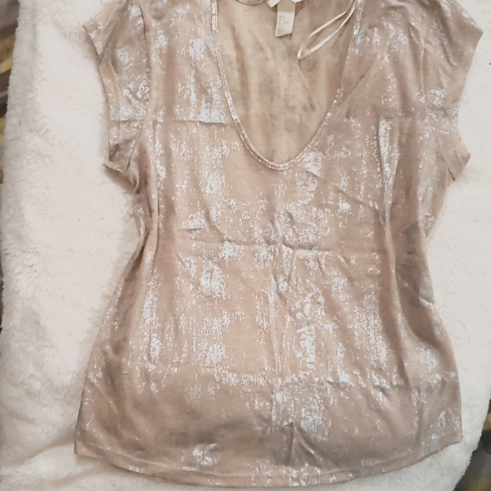 H&M Nude top with foil details